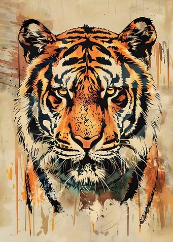 Tiger head on a grunge background