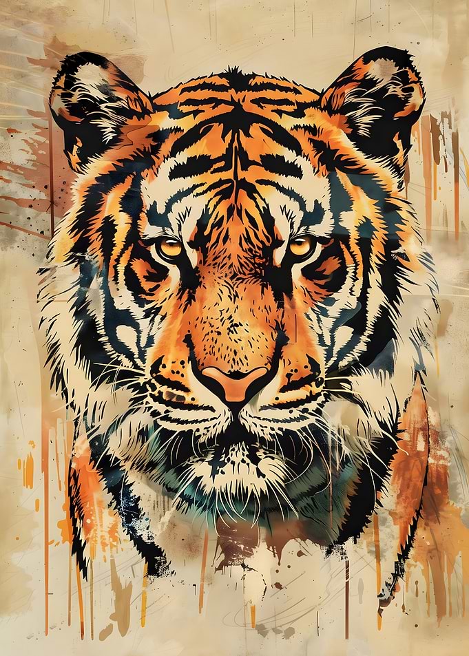 Tiger head on a grunge background