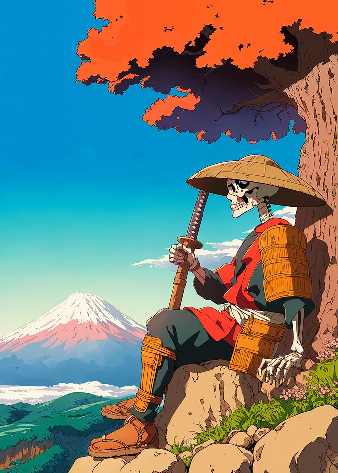 Samurai Skeleton Mountain View
