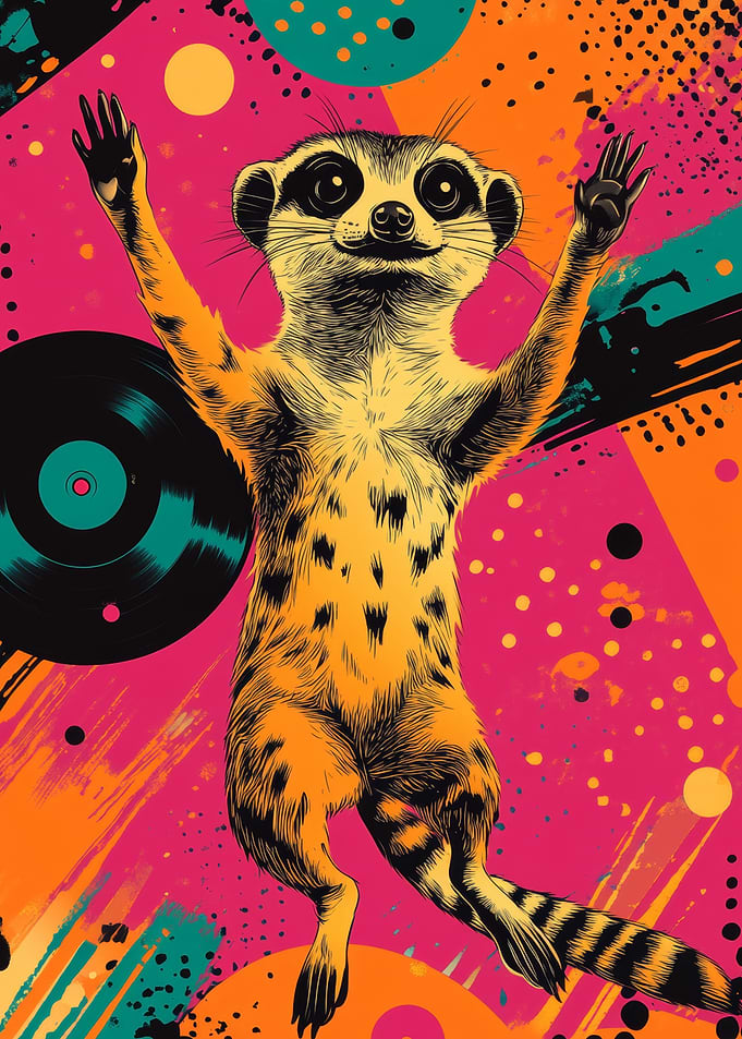 Meerkat Dancing on Vinyl | Funky Wildlife Wall Decor