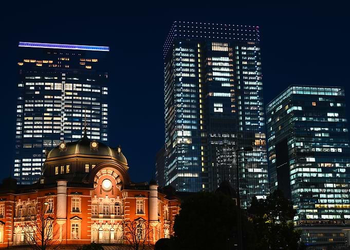 Tokyo Station Night Skyline