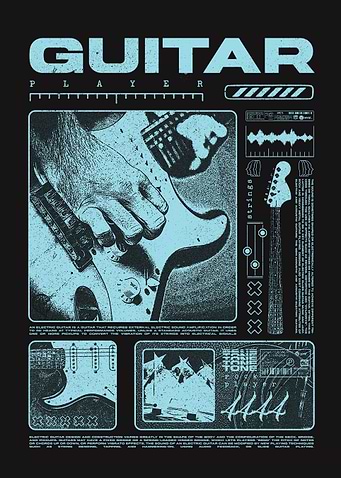 Guitar Player Grunge Style Poster
