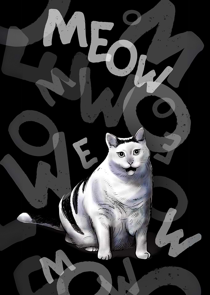 Meow Cat Illustration