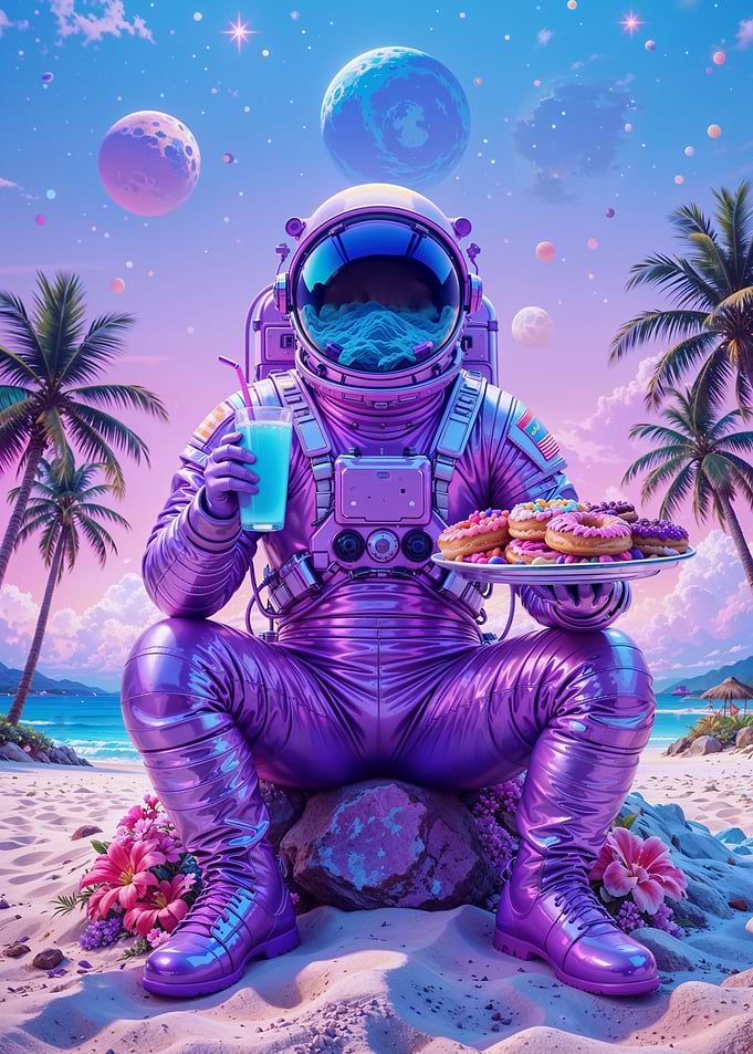 Astronaut on Tropical Beach