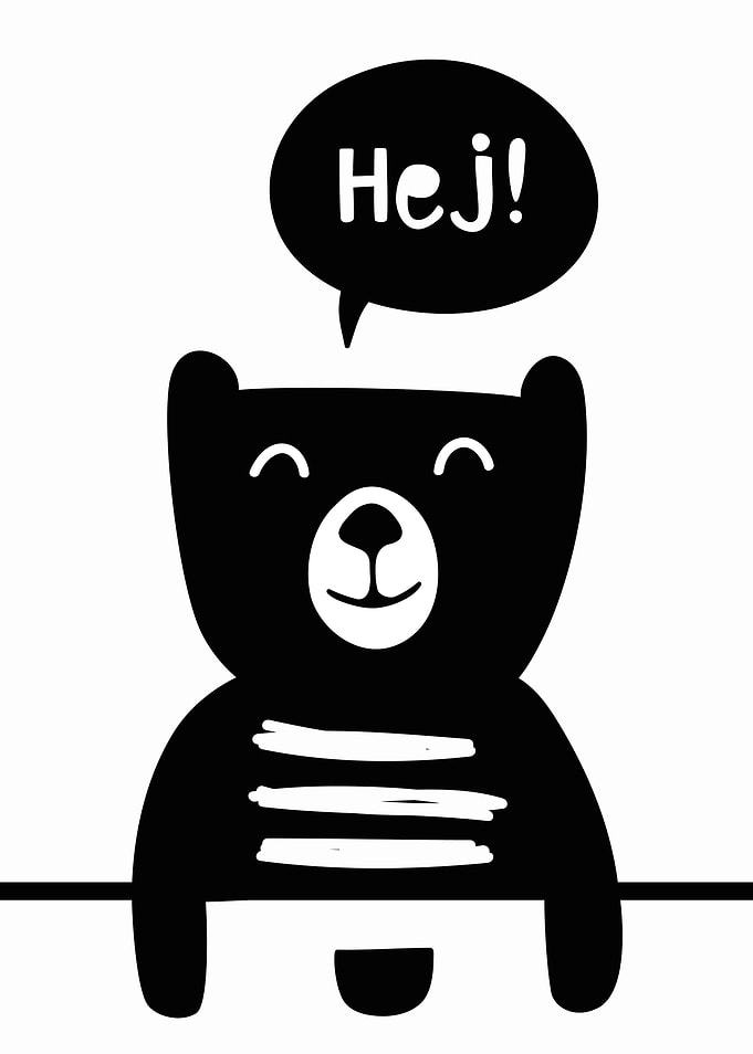 Smiling Bear Saying Hej