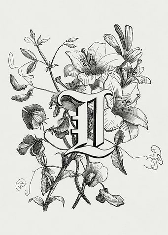 Floral Letter I