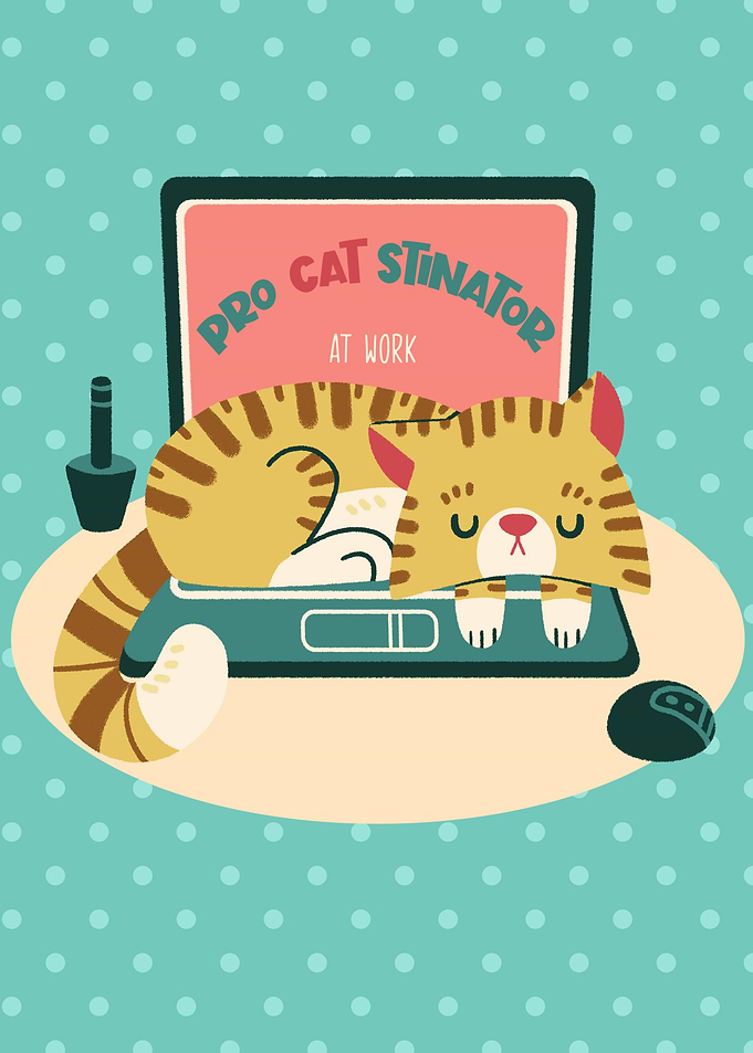 procrastinator cat at work