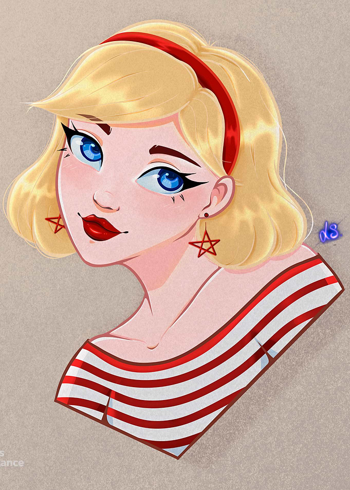 Red and White Striped Girl