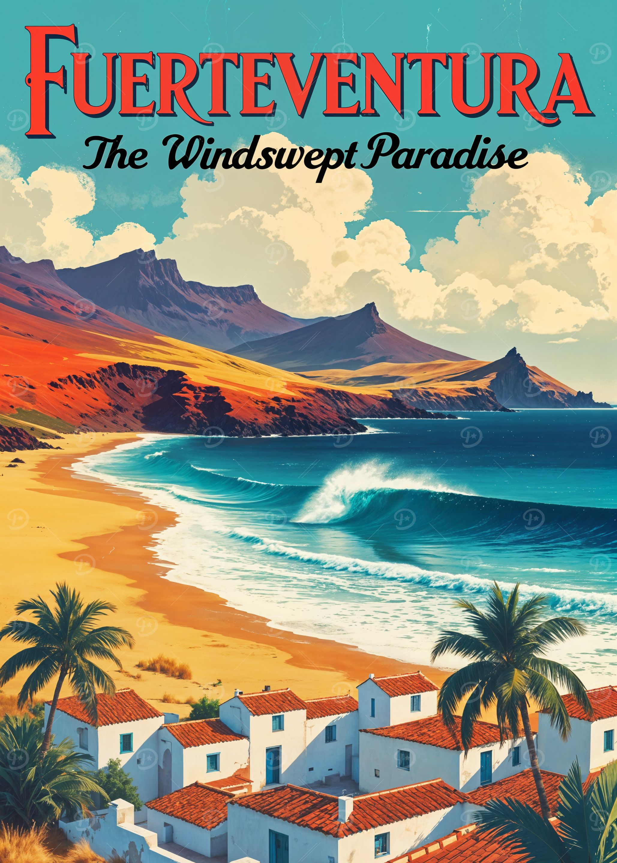 Vintage Travel Poster Fuerteventura Paradise