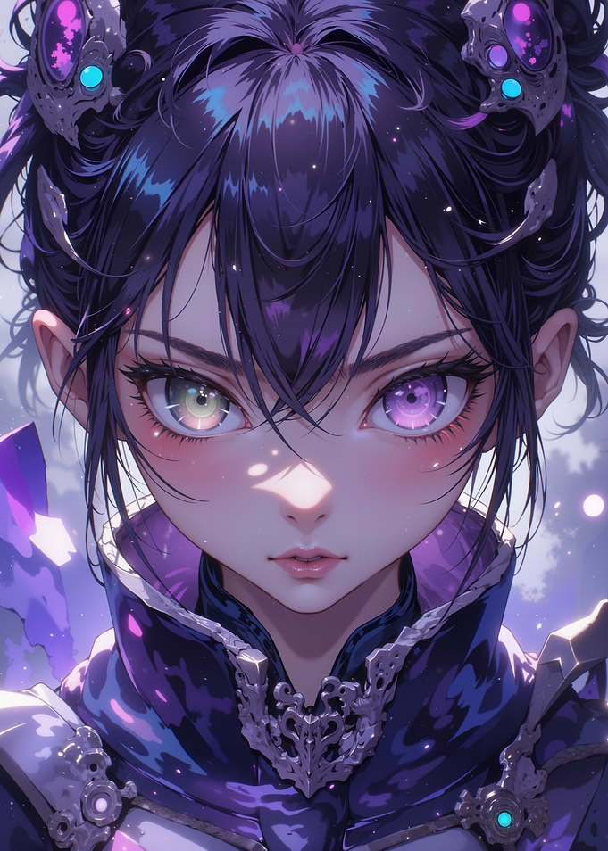 Anime Girl with Purple Eyes