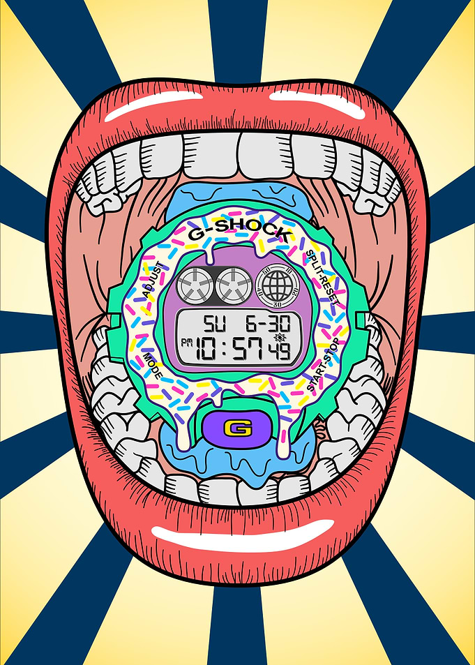 Colorful Watch in Mouth
