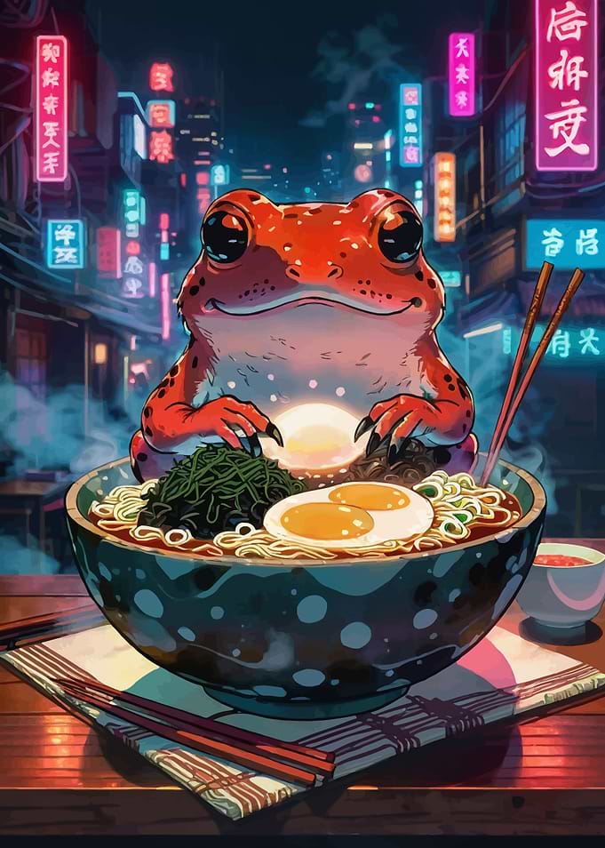 Frog Eating Ramen
