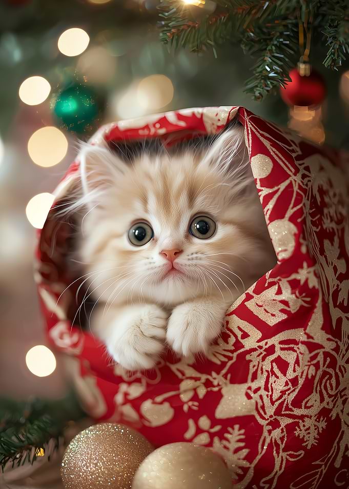 Kitten in Christmas Stocking