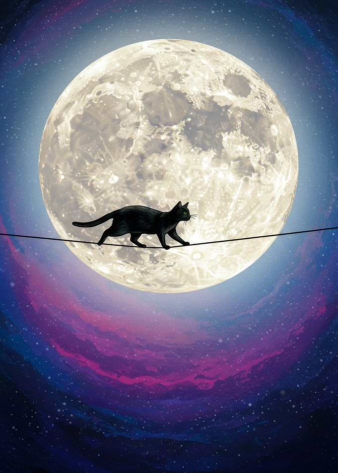 Black Cat on Moon
