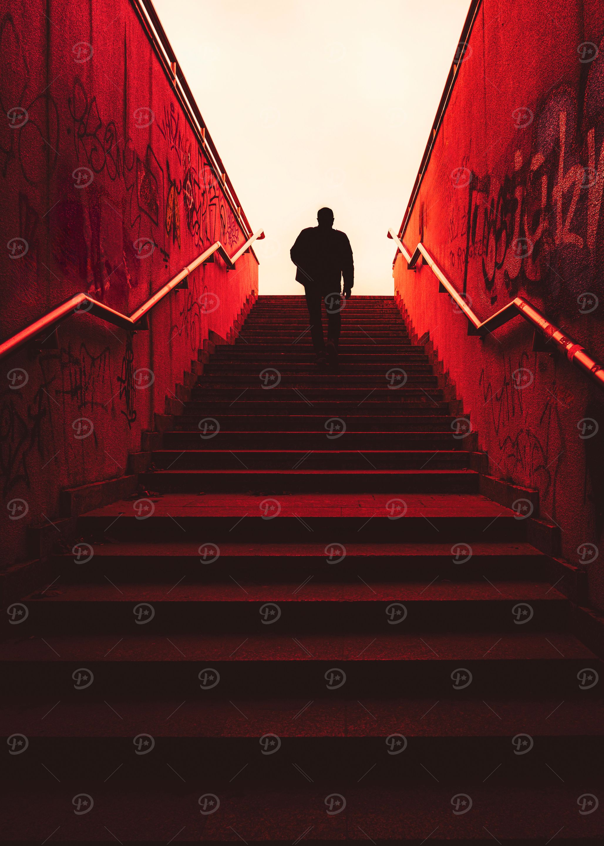 Red Stairway Silhouette