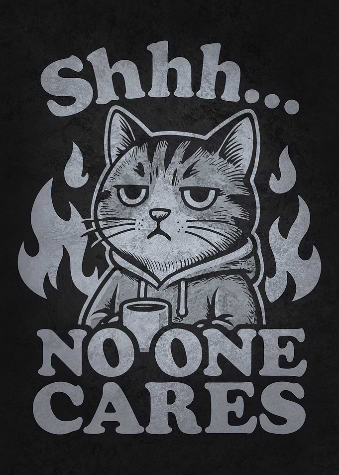 Shhh... No One Cares, Sarcastic Funny Cat Mood
