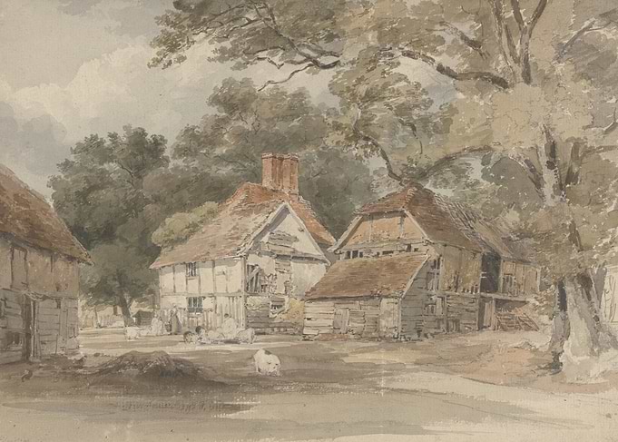 Watercolor Cottage Scene