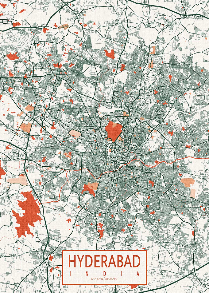 Hyderabad City Map India Bohemian