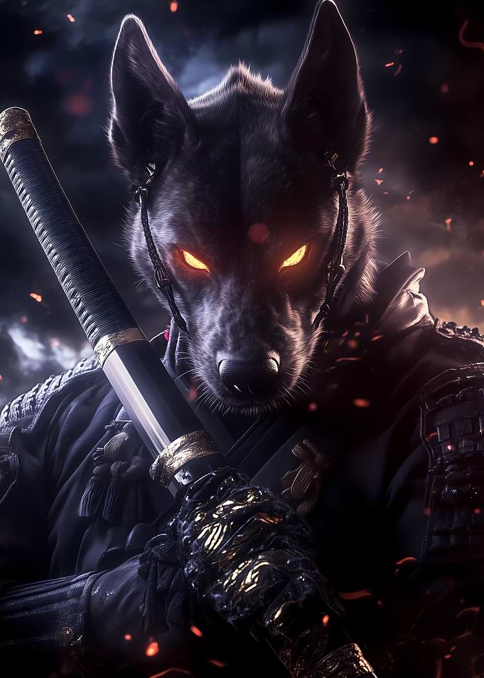 Great Dane Dog Samurai Warrior