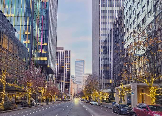City Street with Skyscrapers