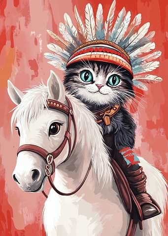 Cat Riding Horse