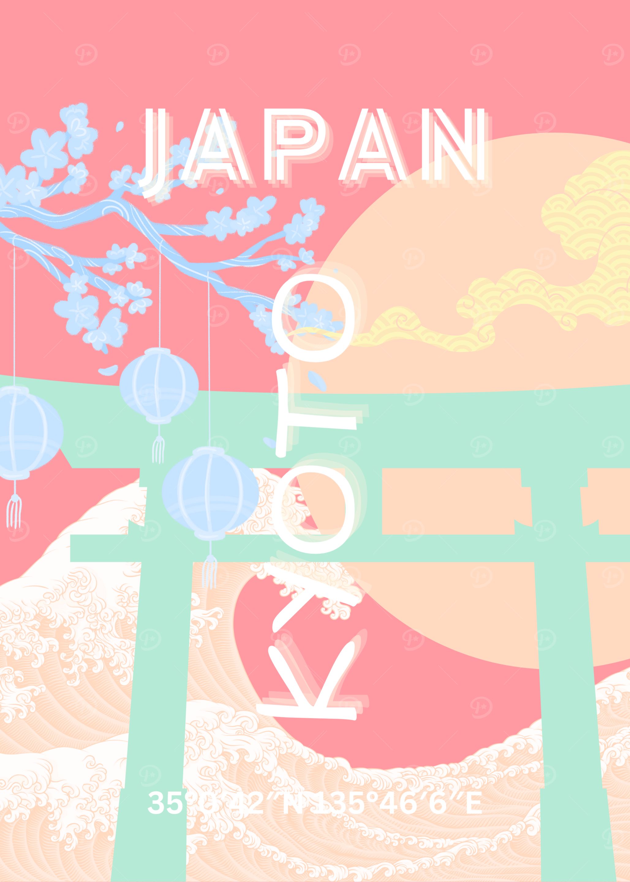 Kyoto Japan Pastel Travel Art