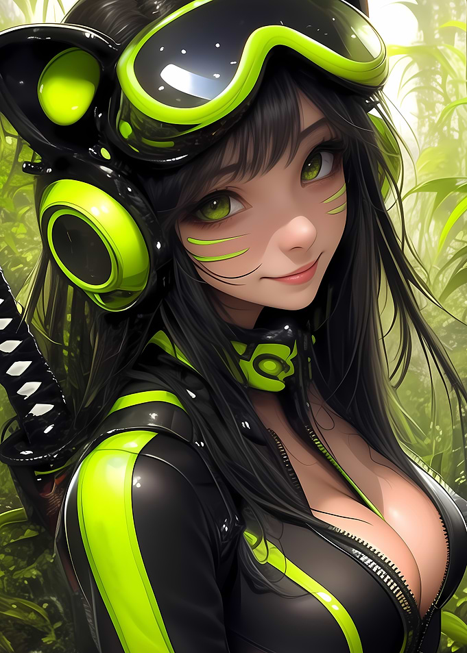 Anime Girl with Goggles Gaming