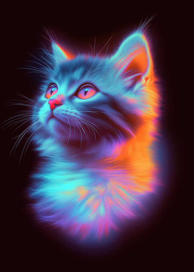 Neon Kitten Portrait
