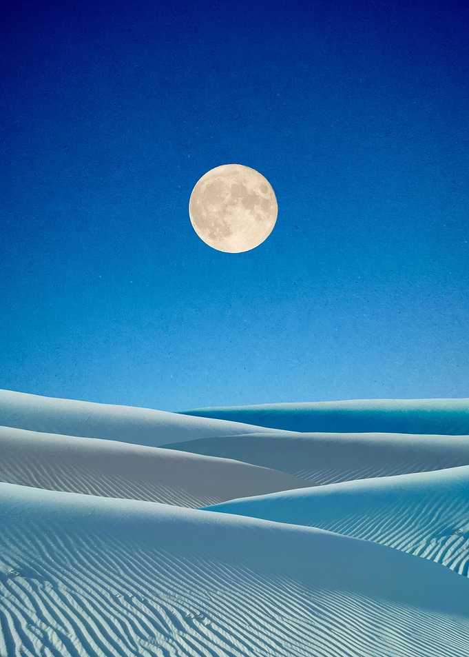 Full Moon Over Desert Dunes