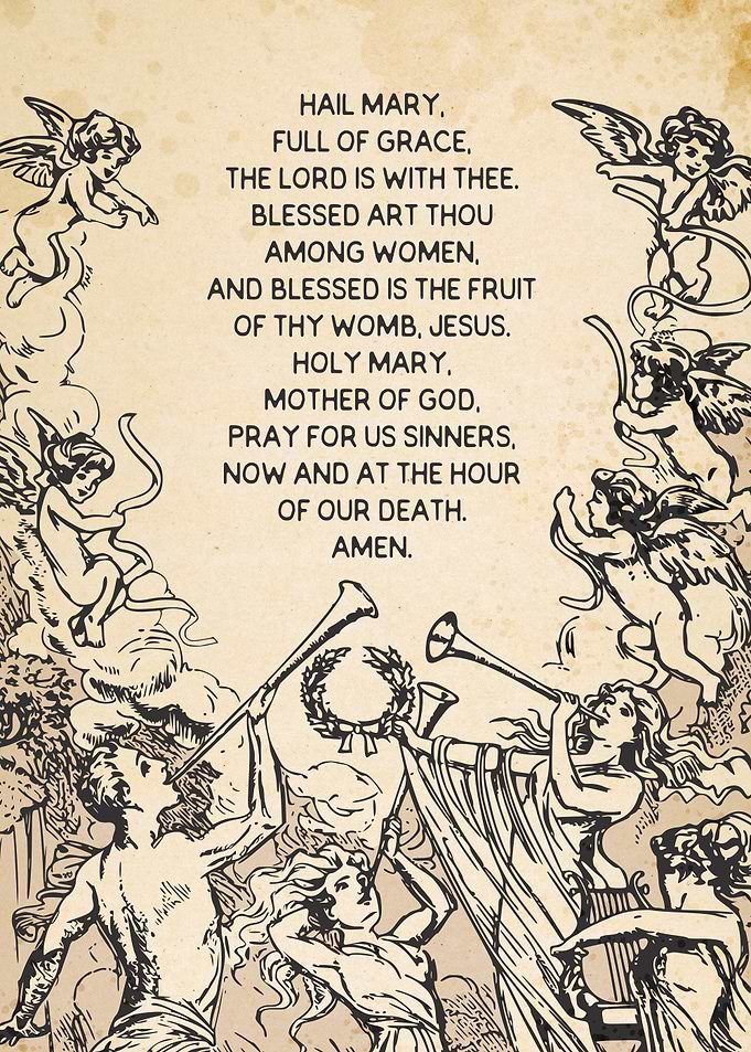 Hail Mary Prayer Ink Print