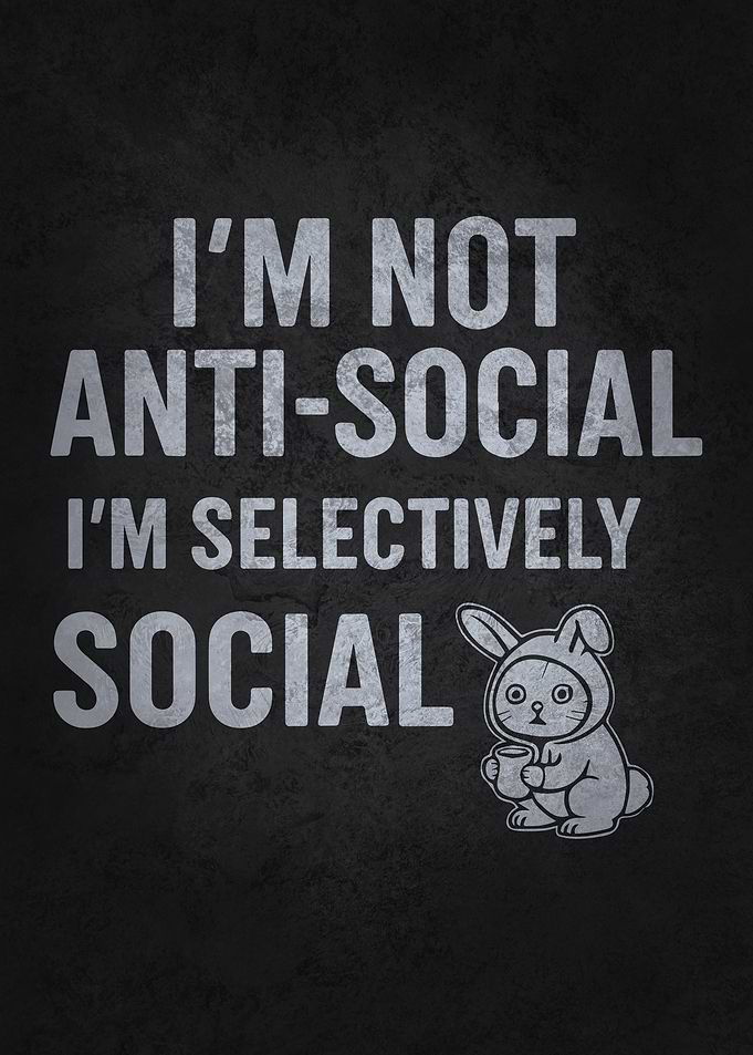 I'm Selectively Social – Funny Introvert Bunny Meme