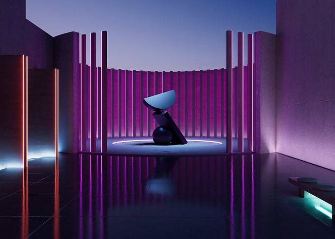 Neon Geometric Sculpture