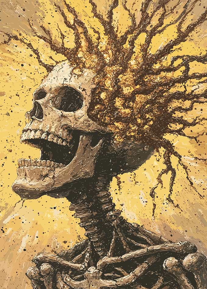 Skull with Exploding Brain