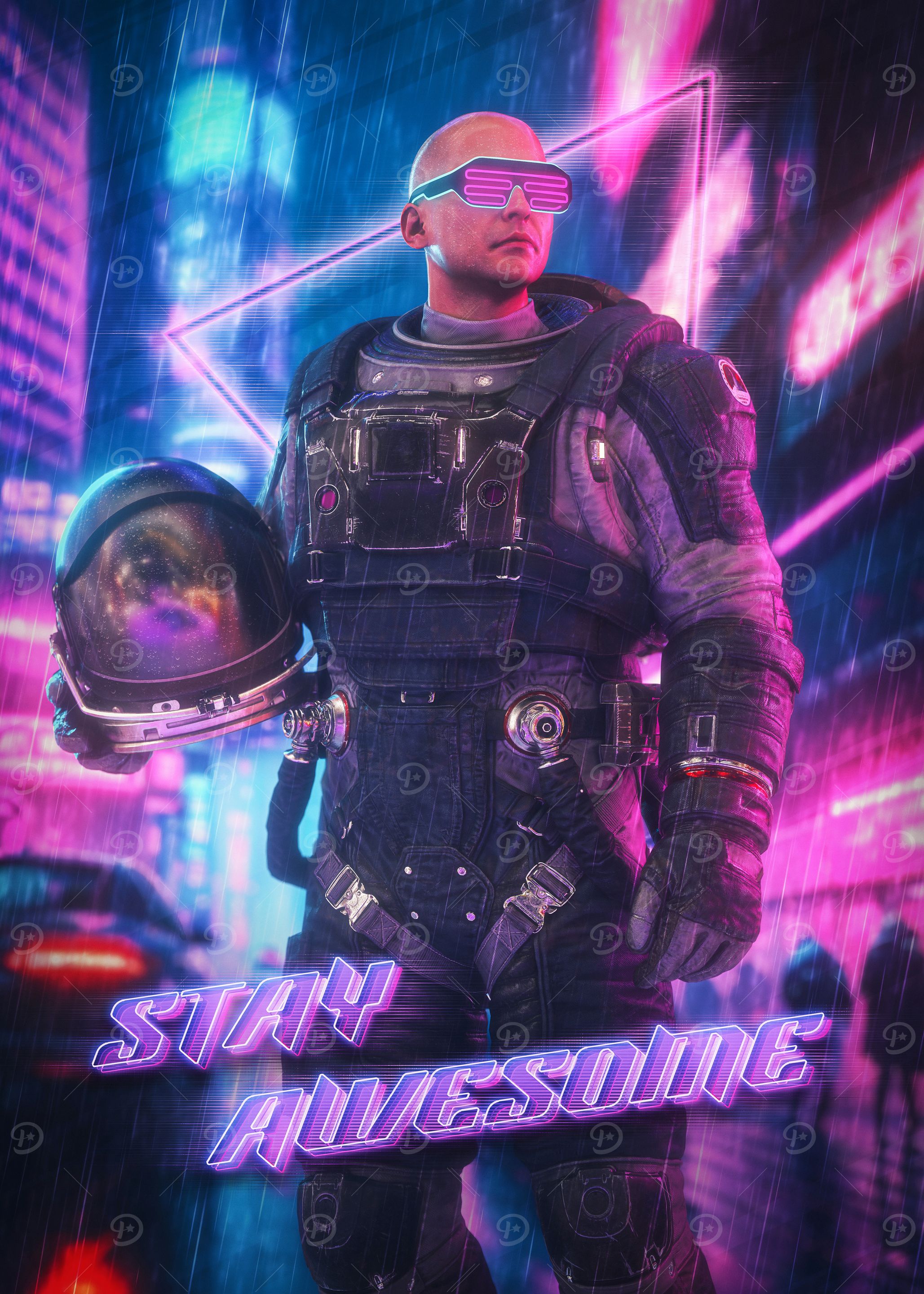 Neon Retro Astronaut