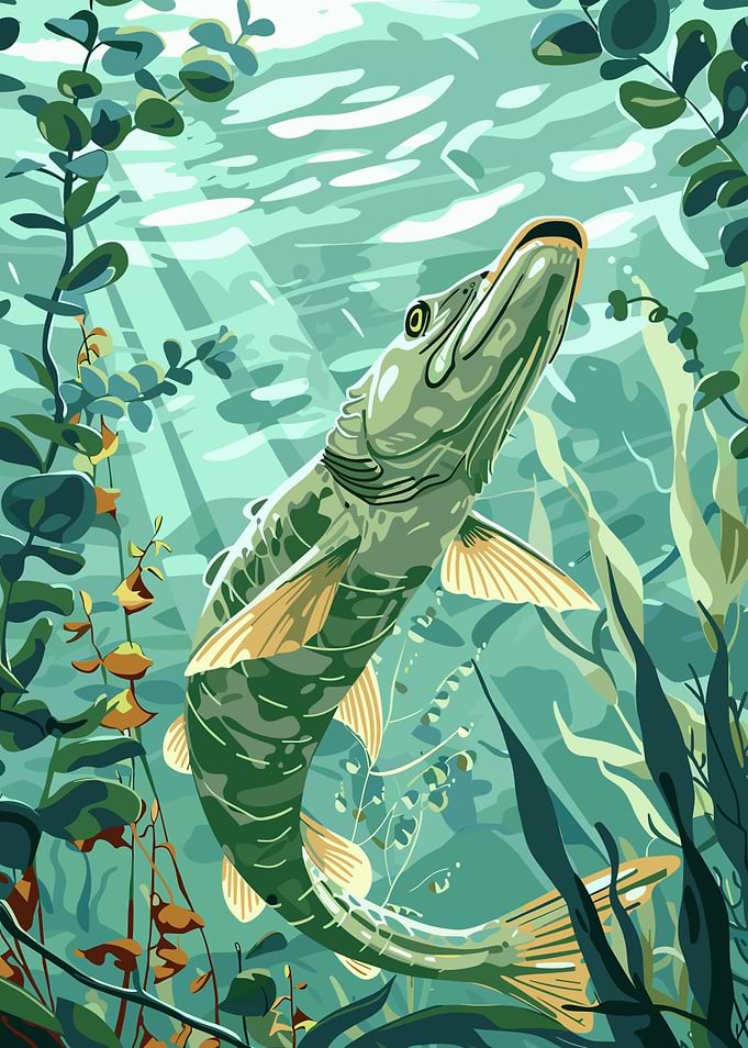 Pike Fish Underwater