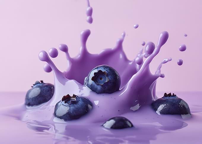 Blueberries in Purple Yogurt Splash