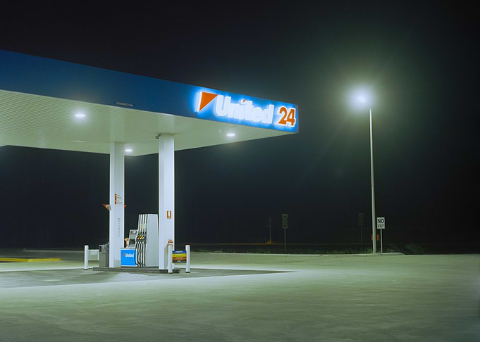 Gas Station at Night