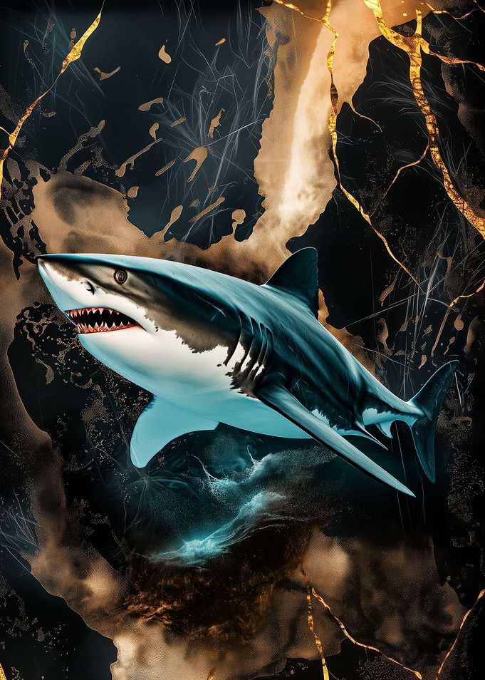 Shark on Black Marble