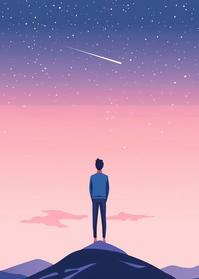 Man Gazing at Night Sky