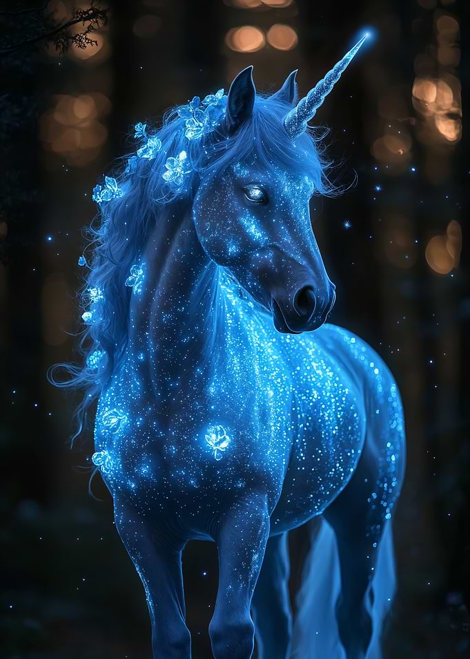 Glowing Unicorn in Forest