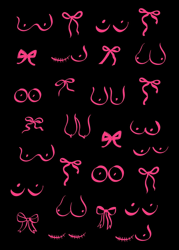 Pink Bow & Breast Print