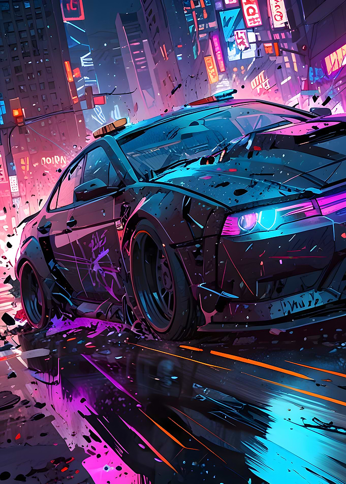 Neon Street Racer in Motion