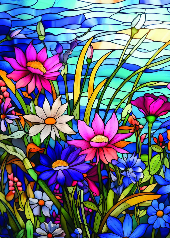 Stained Glass Wild Flowers