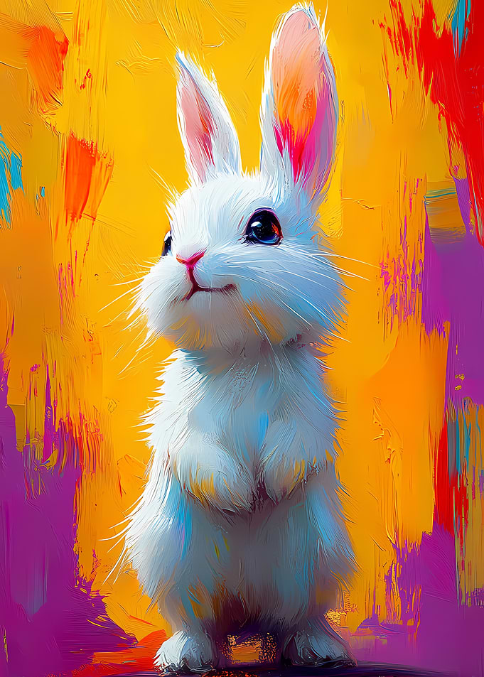 White Bunny Painting