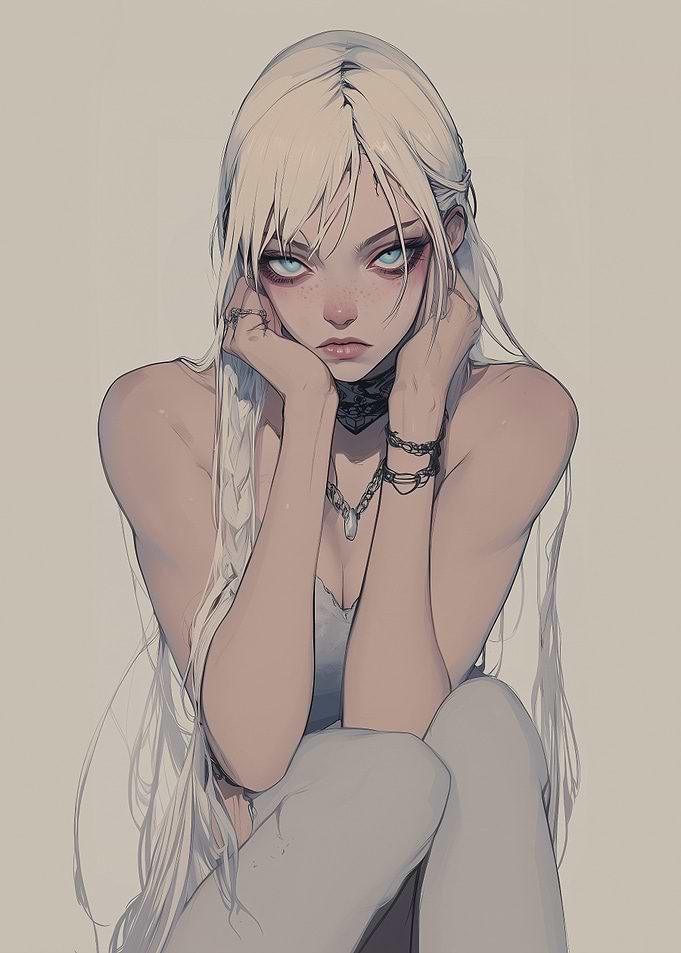 Anime Girl with White Hair