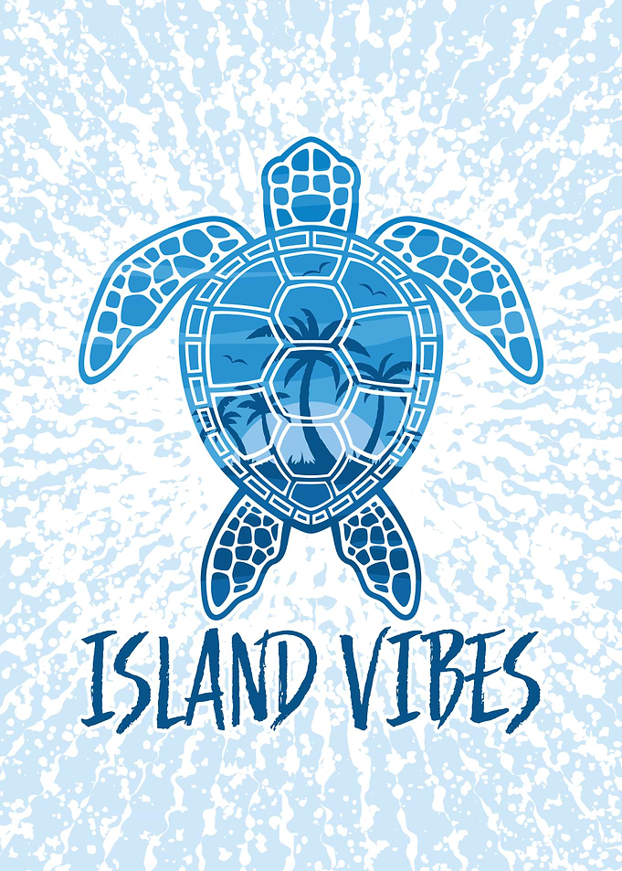 Island Vibes Tropical Sunset Sea Turtle Design