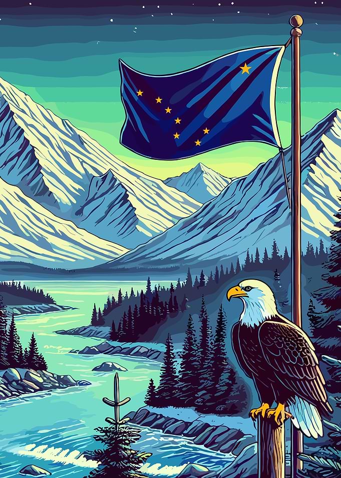Alaska Flag & Eagle