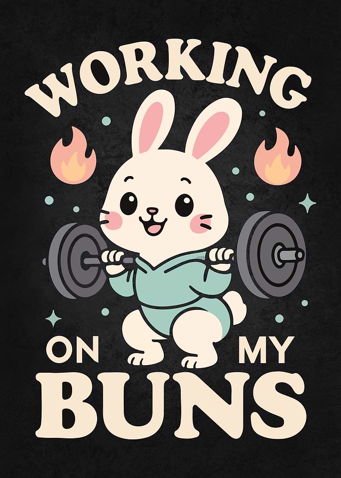 Working On My Buns – Cute Gym Bunny Squat Pun