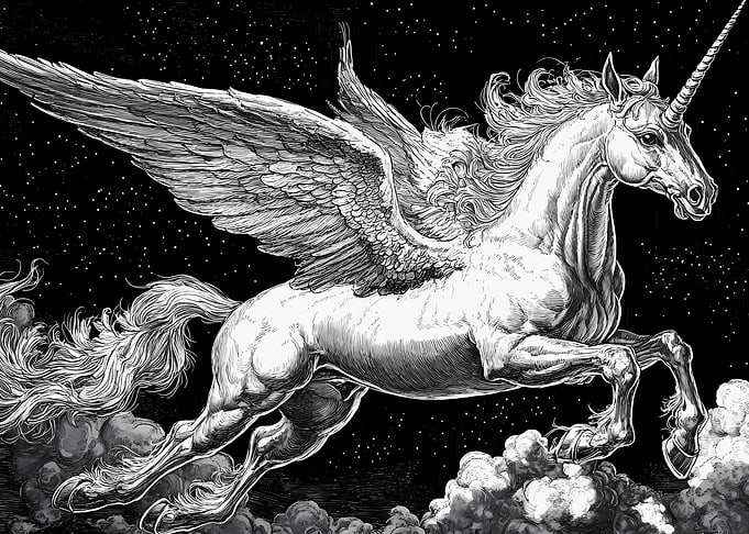 Celestial Winged Unicorn in Space