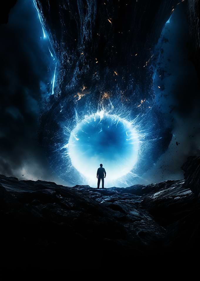 Man Facing Cosmic Portal